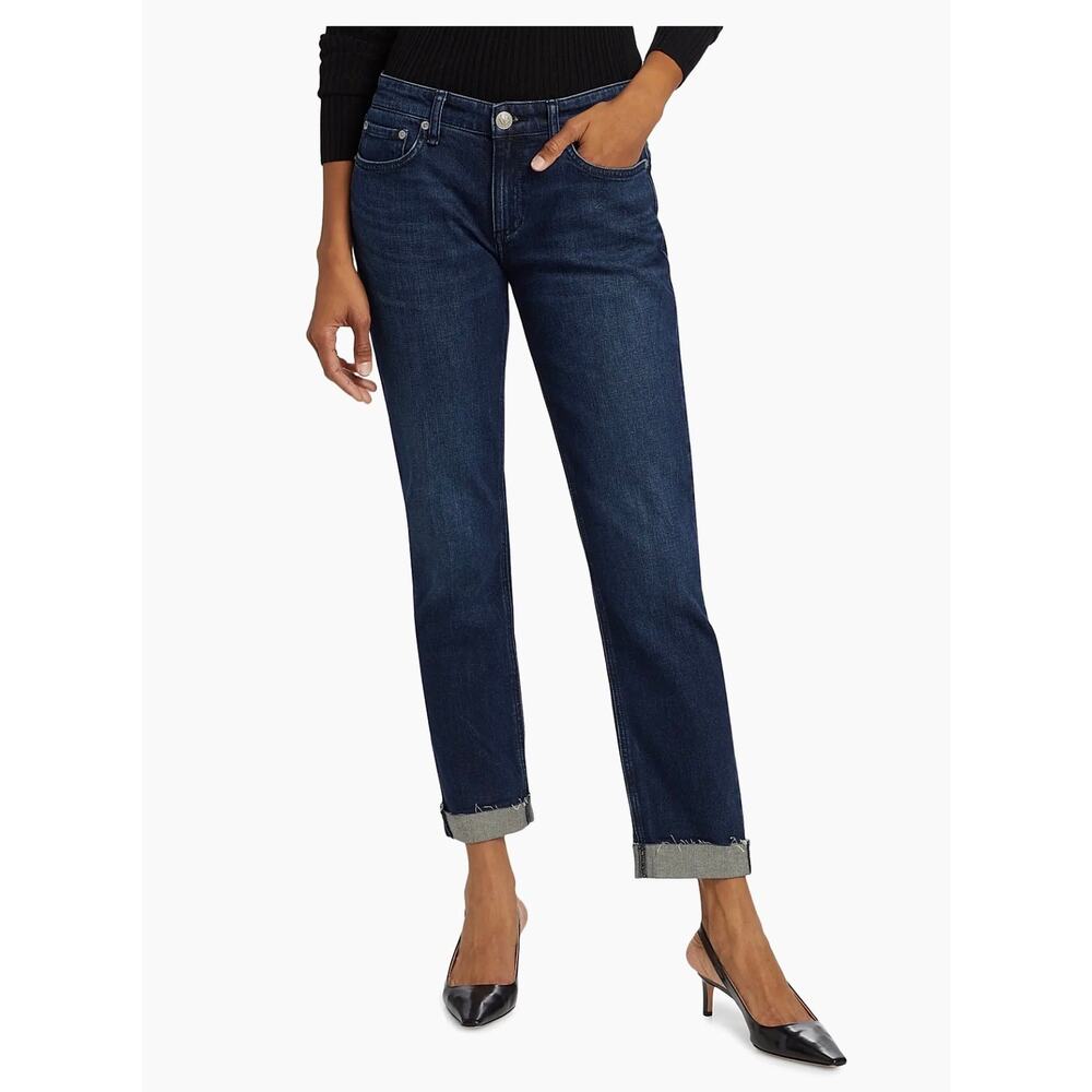 Rag & Bone Dre Low-Rise Slim Bianca Blue Denim Boyfriend Jeans Size 27